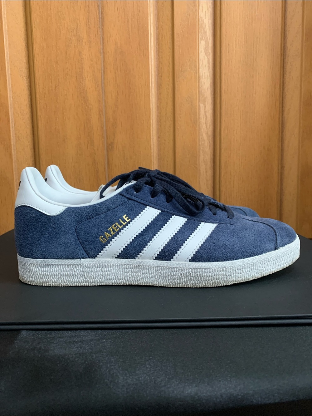 Adidas Gazelle navy blue and white shoes size 6